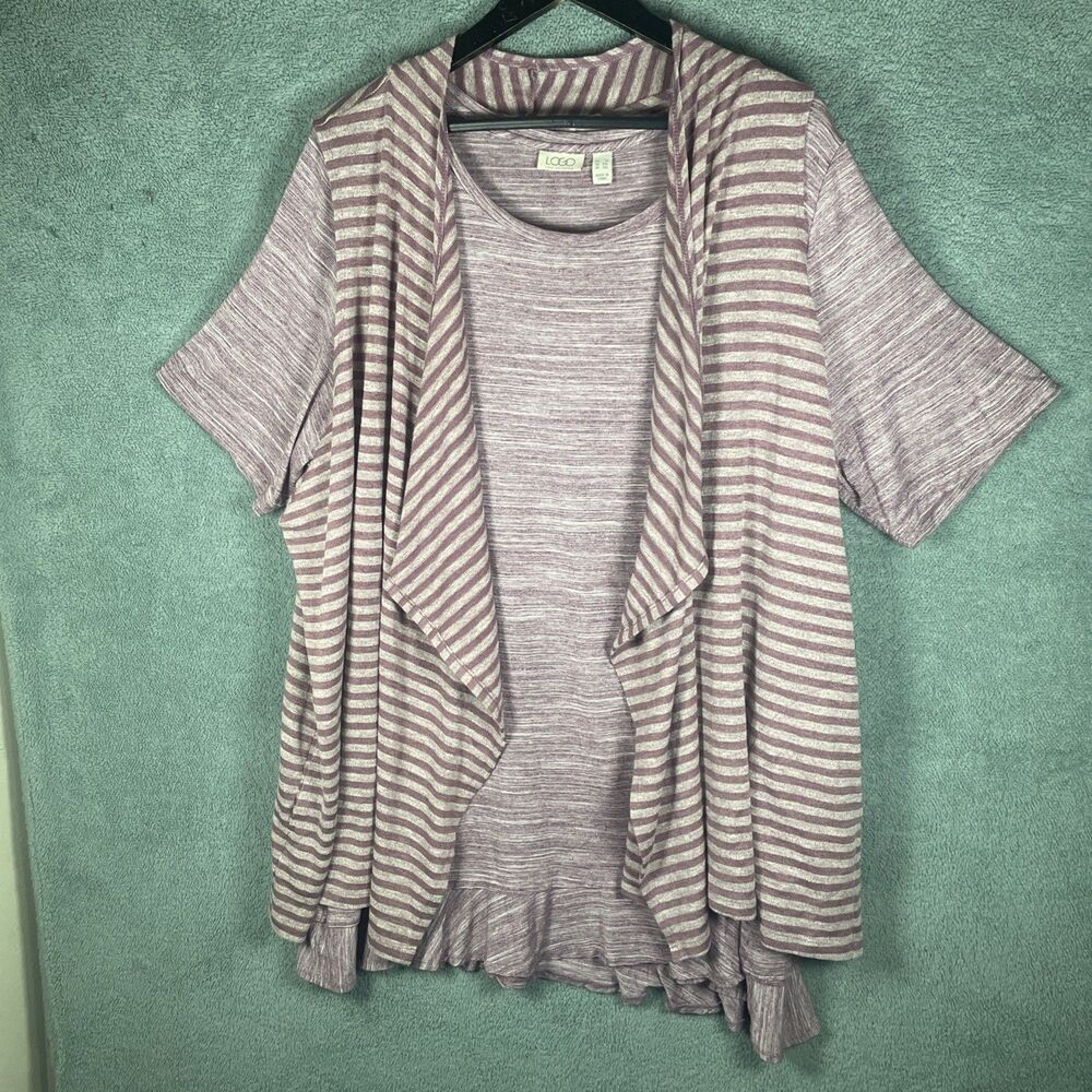 LOGO Lori Goldstein Womens Waterfall Shirt 3X Casual Classic Minimalist Normcore